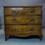 A 19th century ebony inlaid mahogany chest of 3 drawers, H.86 W.93 D.49cm