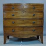 A Regency mahogany bow front chest of drawers, H.103 W.102 D.45cm
