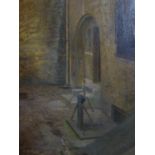 Early to mid 20th century Danish school, Courtyard, oil on canvas, unsigned, in gilt frame, 40 x