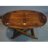 A 19th century mahogany butlers tray on stand, H.50 W.70 D.50cm