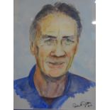 A watercolour portrait study of Michael Palin, indistinctly signed and dated 2012, 37 x 27cm