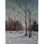 Albert Franciscus Embrechts (Dutch, b.1944), Birch trees in snow, oil on canvas, signed lower