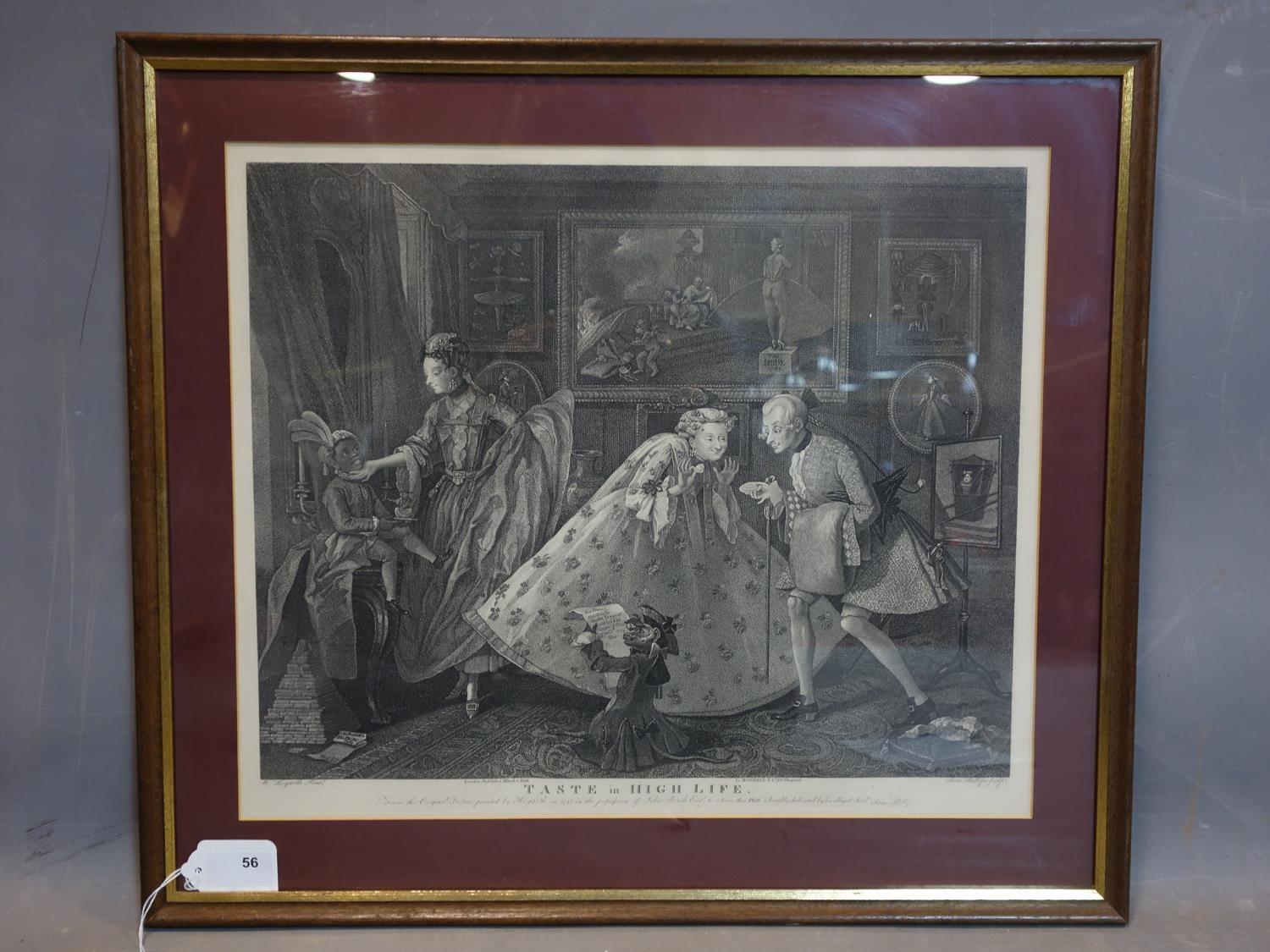 A 19th century Hogarth engraving by Samuel Phillips, titled 'Taste in high life', dated 1808, 39 x - Image 2 of 3