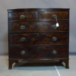 A Georgian mahogany bow front chest of drawers, H.103 W.104 D.52cm