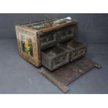 A vintage Indian painted hardwood jewellery box, H.13 W.20 D.13cm