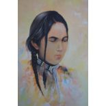 Contemporary school, a portrait of a Native American girl, oil on canvas, monogrammed and dated '