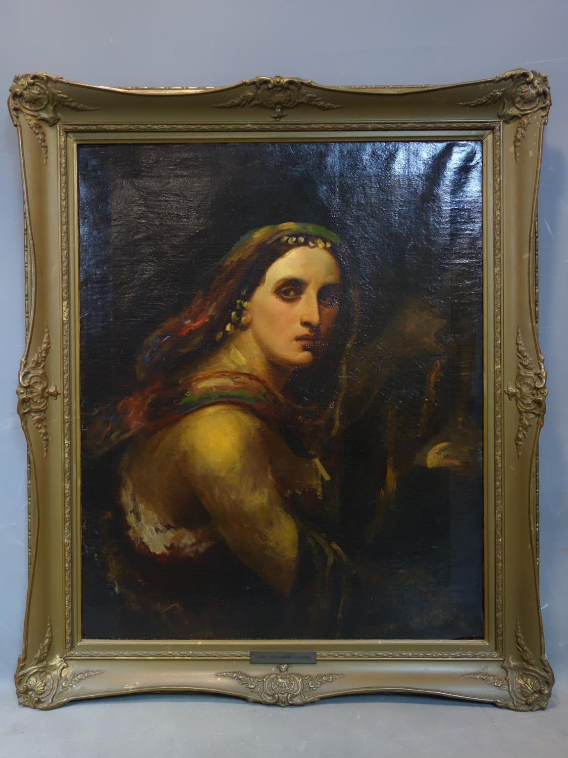 Carl Friedrich Lessing (1808-1880), Portrait of a Pre-Raphaelite Woman, oil on canvas, signed, 88 - Image 2 of 3