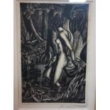 Buckland Wright (1897-1954), Bather Laos (Love Night), wood engraving, signed to backing board, 16.5
