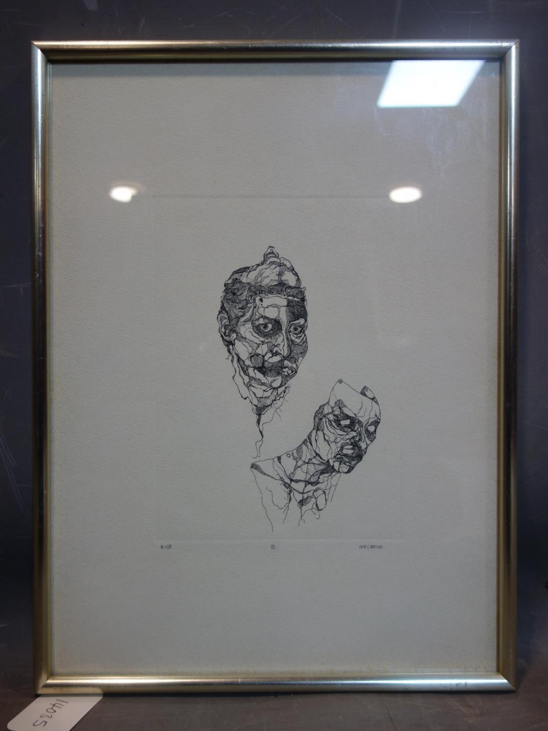 Lyn C. Bruge, 'Untitled no. II & VIII', surrealist etching, 20.5 x 15cm - Image 2 of 5