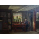 William Henriksen (Danish, 1880-1964), Interior scene, oil on canvas, signed lower right,