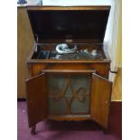 A vintage oak cased Excelsior gramophone, H.77 W.67 D.47cm