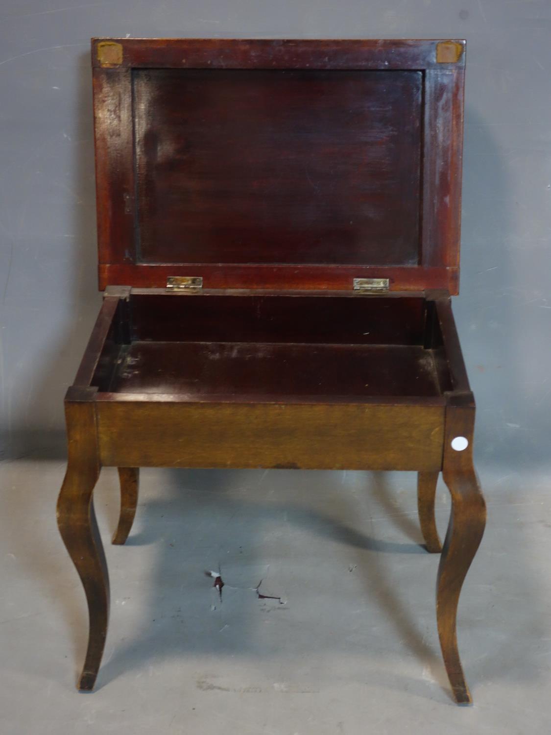An Edwardian mahogany piano stool, with rising hinged lid, H.52 W.53 D.38cm - Image 2 of 2