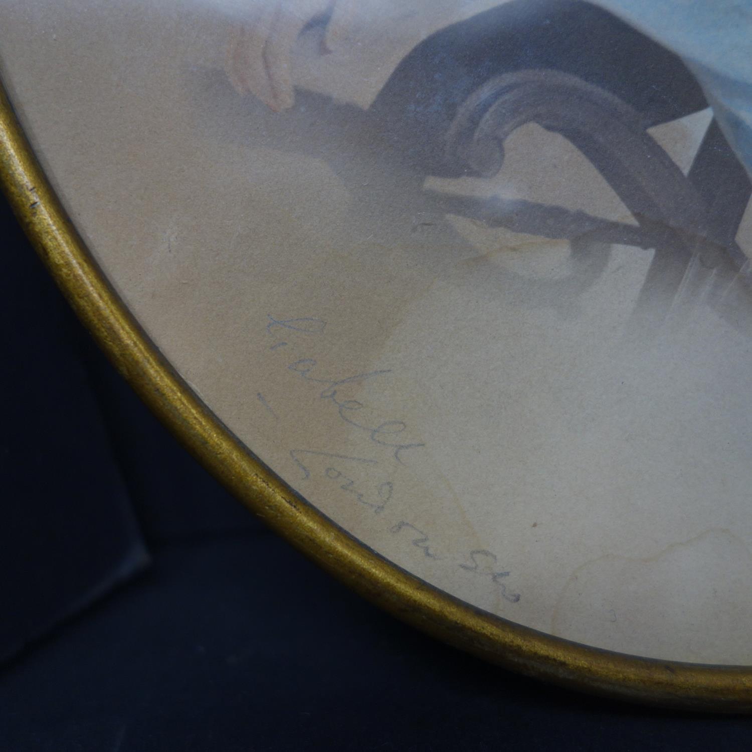 A late 19th century studio photograph of a young lady, hand-painted, within a decorative brass - Image 3 of 3