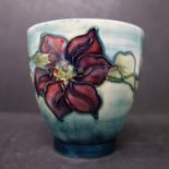 A vintage Moorcroft 'Clematis' small planter pot, H.9cm