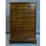 A 19th century figured mahogany secretaire chest, with drawers and fitted secretaire, on bracket