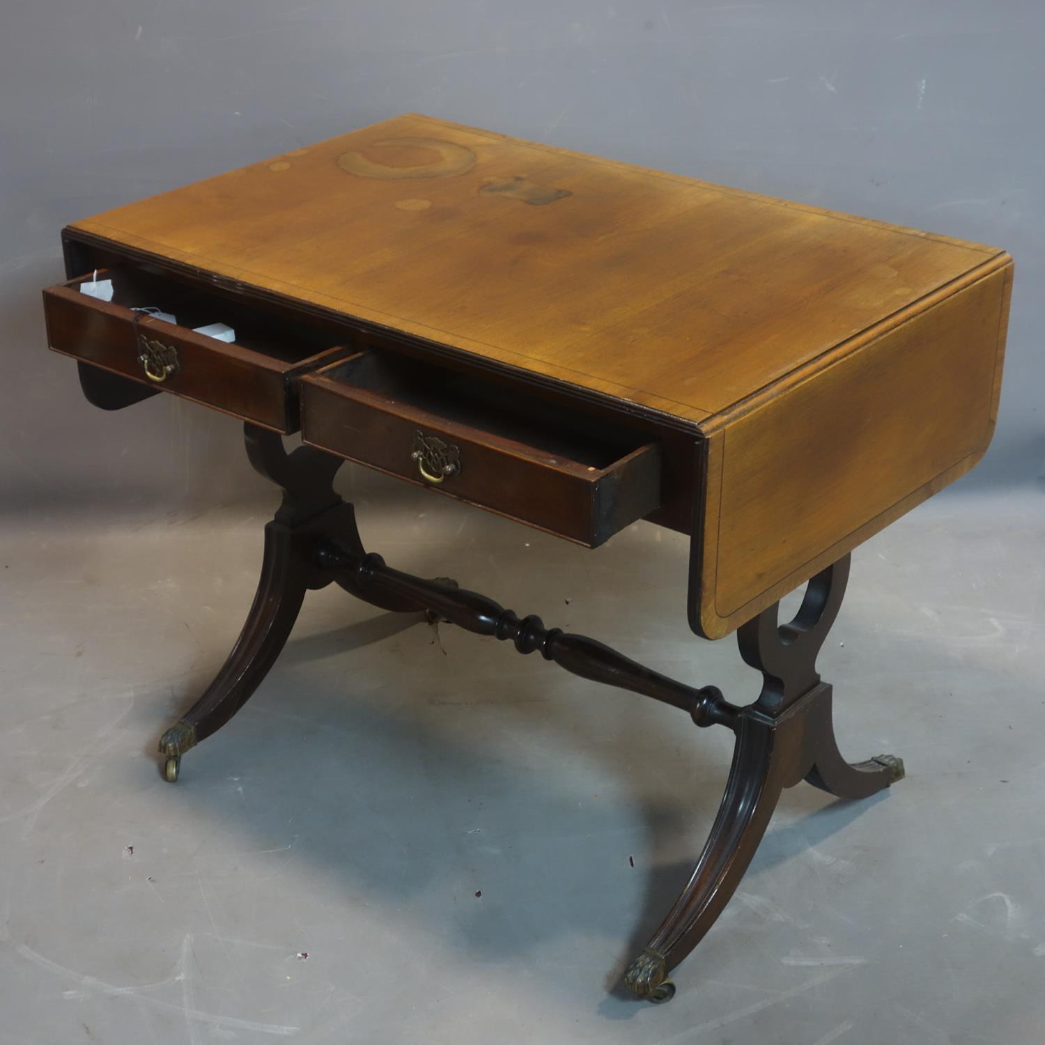 A Regency style mahogany sofa table, H.74 W.137 D.60cm - Image 3 of 3