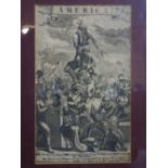 A 17th century engraving titled 'America', by Jacob Von Meurs, dated 1673, 29 x 18cm