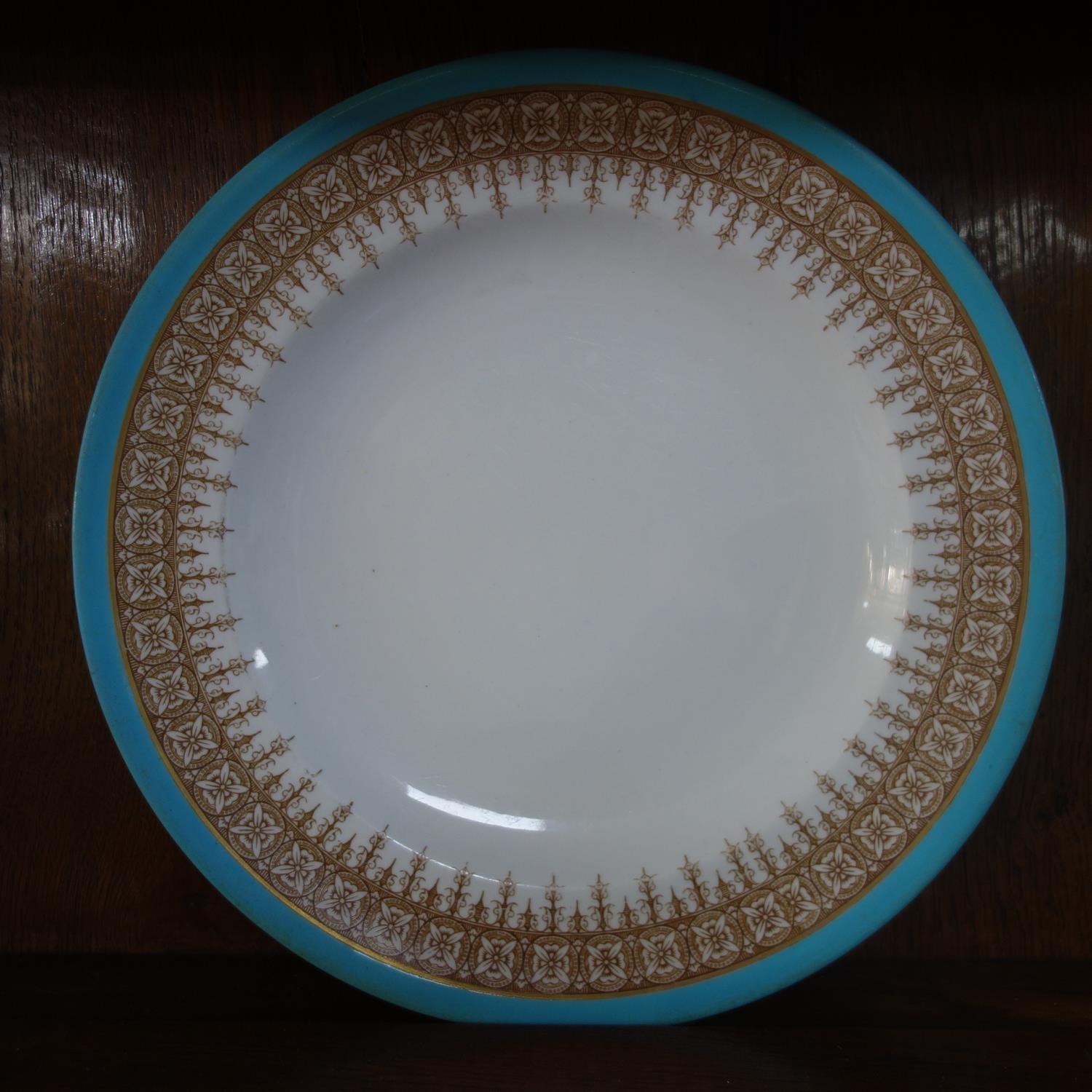 A Royal Worcester part dinner service, with turquoise rim and gilt floral border, marked to bases, - Image 4 of 5