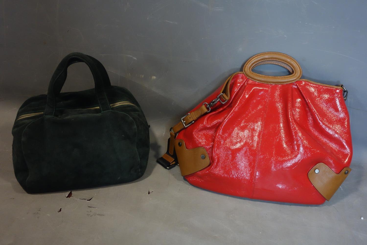 A Marni suede handbag together with a Marni red leather handbag