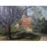 20th century Continental school, Our Saviour Church, oil on canvas, unsigned, in gilt frame, 30 x