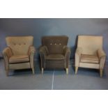 Three mid 20th century Valentino armchairs, on tapering legs