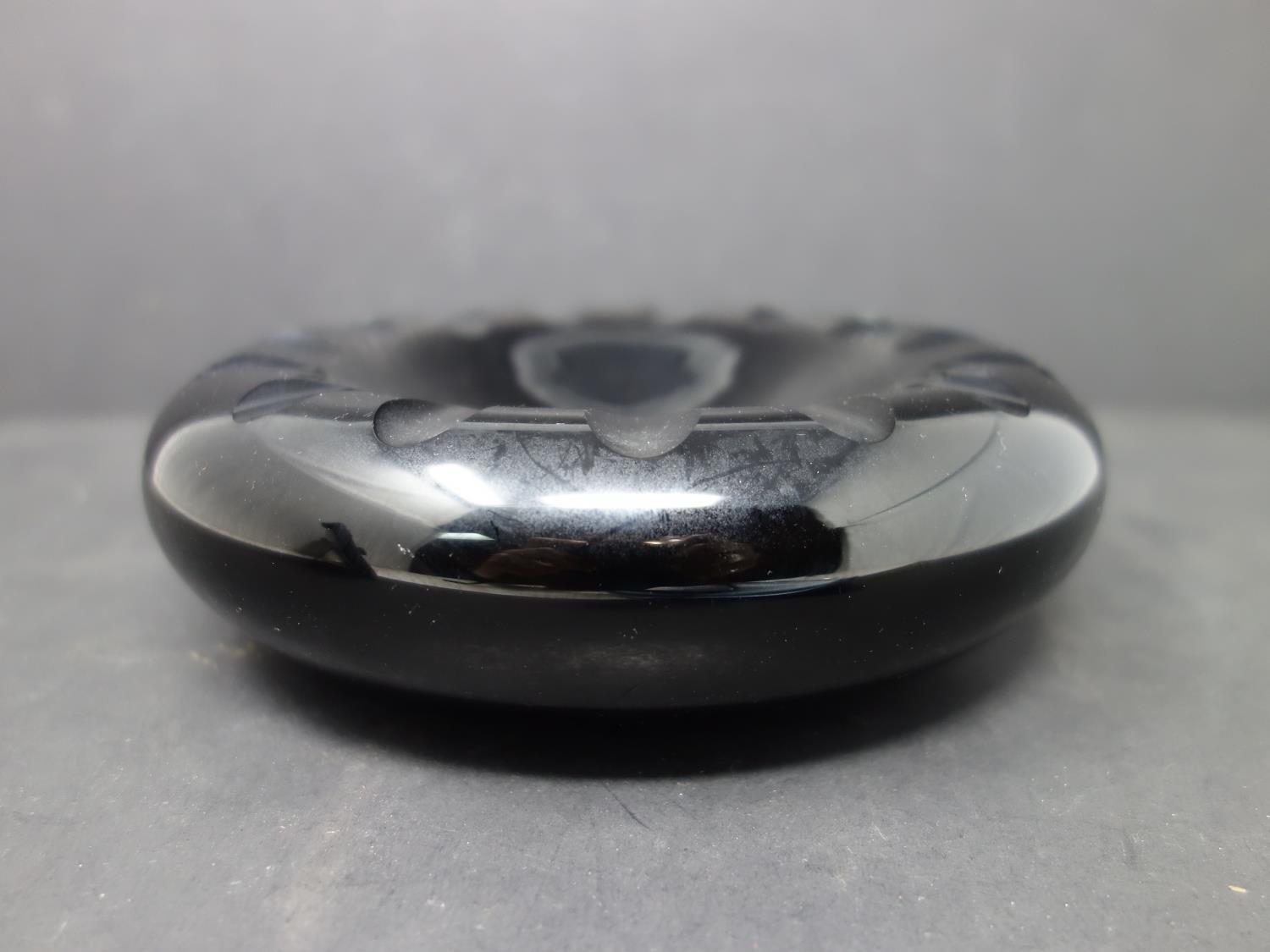 A Marc Newson black glass ash tray, Coast Series c.1995, signed to base, H.5cm Diameter 17.5cm, - Image 2 of 2