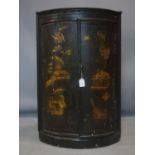 An 18th century chinoiserie corner cabinet, H.91 W.60 D.40cm