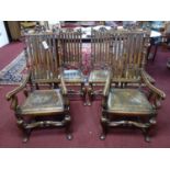 A set of six 17th century style oak dining chairs to include two carvers