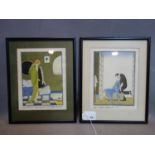 After Ettore Tito, a pair of French Art Deco prints, 23 x 18cm