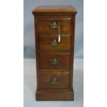 A 19th century walnut pedestal chest of four graduating drawers, H.91 W.52 D.39cm