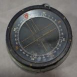 A large WWII type P10 military compass, no.6A/1671, boxed, H.10cm Diameter 19cm (compass)