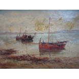 George W. Graham (1881-1949), Fishing Boats, oil on canvas, signed lower right, in gilt frame, 25