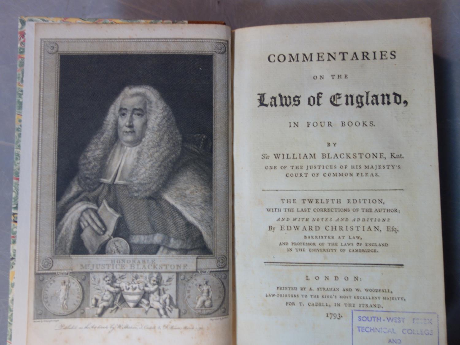 Sir William Blackstone, 'Commentaries on the Laws of England in Four Books', 4 Vols, The Twelfth - Image 3 of 3