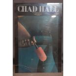 A Chad Hall exhibition poster, 81 x 55cm, glass broken