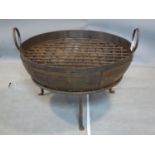 A Kadai style fire pit on stand, H.36 D.60cm