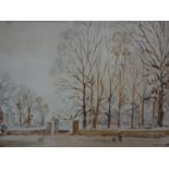 'The Entrance to Cole Park, Malmesbury', watercolour, signed Jane Young and dated 59 in pencil to