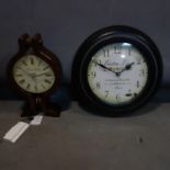 Two battery operated clocks, to include a wall clock, Diameter 33cm, and a mantel clock with dial