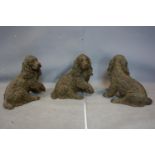 Three fibreglass models of spaniels, H.39cm