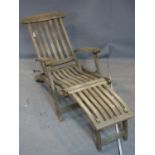 A 20th century weathered teak steamer chair