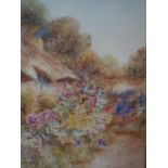 Leyton Forbes, 'A Worcester Cottage Garden', watercolour, in gilt frame, 34 x 25cm
