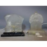 Two Art Deco frosted glass lamps