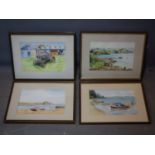 Ian Smith, four original watercolours of views of New Zealand, 'Farmyard - Oturehua'; 'Lower