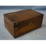 A 20th century mahogany and brass bound writing slope, with fitted interior, H.18 W.41 D.25cm