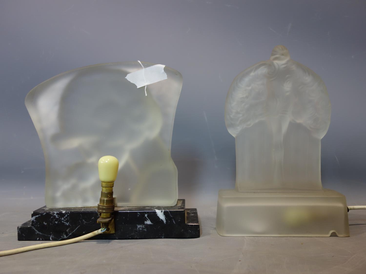 Two Art Deco frosted glass lamps - Image 2 of 2