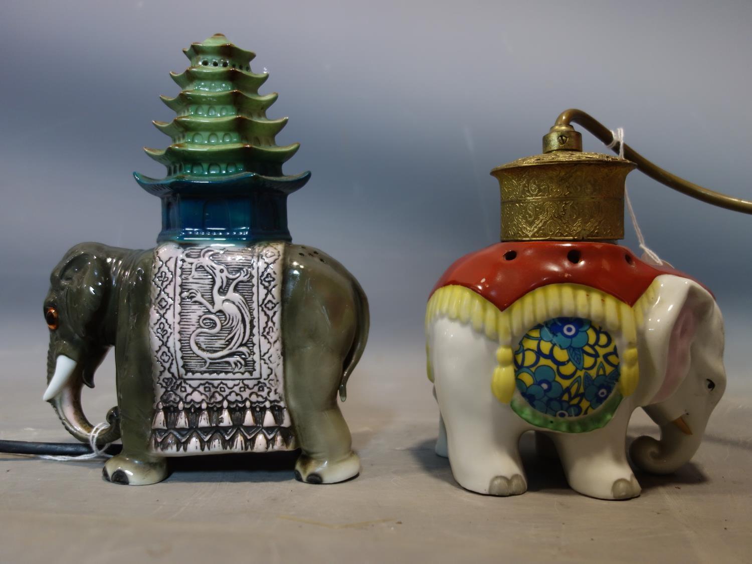 Two 20th century ceramic elephant lamps, one stamped 'Aroma, Germany', the other 'Aepozon' - Image 2 of 2