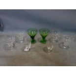 A collection of glass rummers, to include two acid etched, H.14.5cm; 4 large clear, H.15cm; and 2