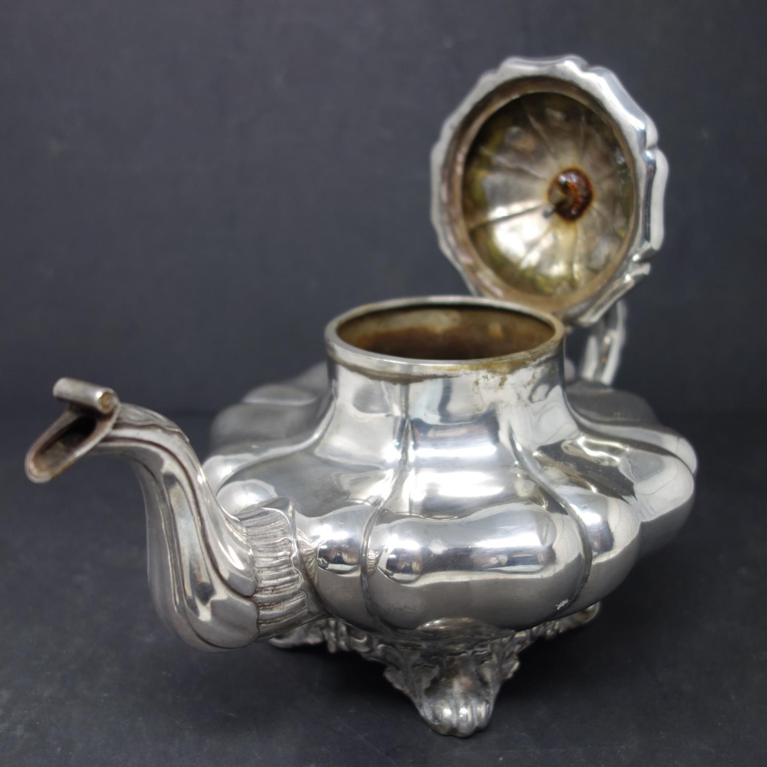 A 19th century continental silver tea pot stamped 'Niemeyer', with ivory finial, 17oz - Image 3 of 4