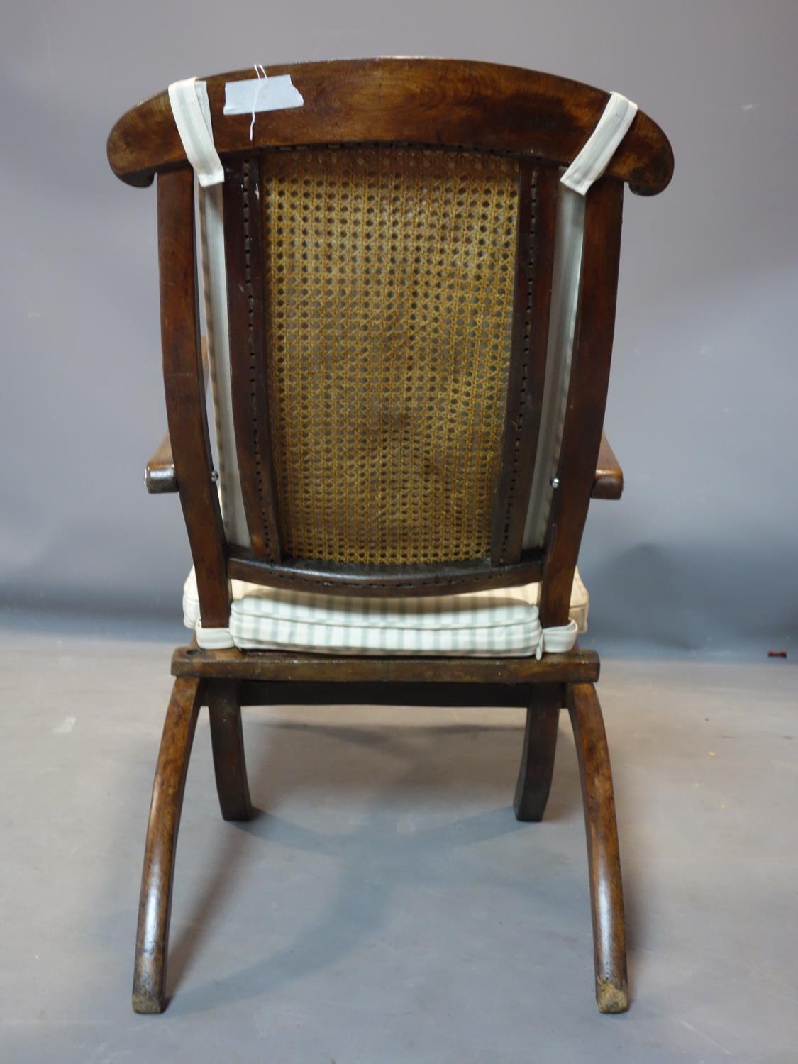 A 19th century caned mahogany campaign folding chair - Image 3 of 4