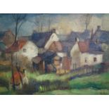 Pierre Walthere (1897-1984), View of a village, oil on board, signed lower right, 25 x 35cm