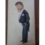 A 19th century vanity fair watercolour study of Paolo Tosti, signed, set in mahogany frame, 30 x